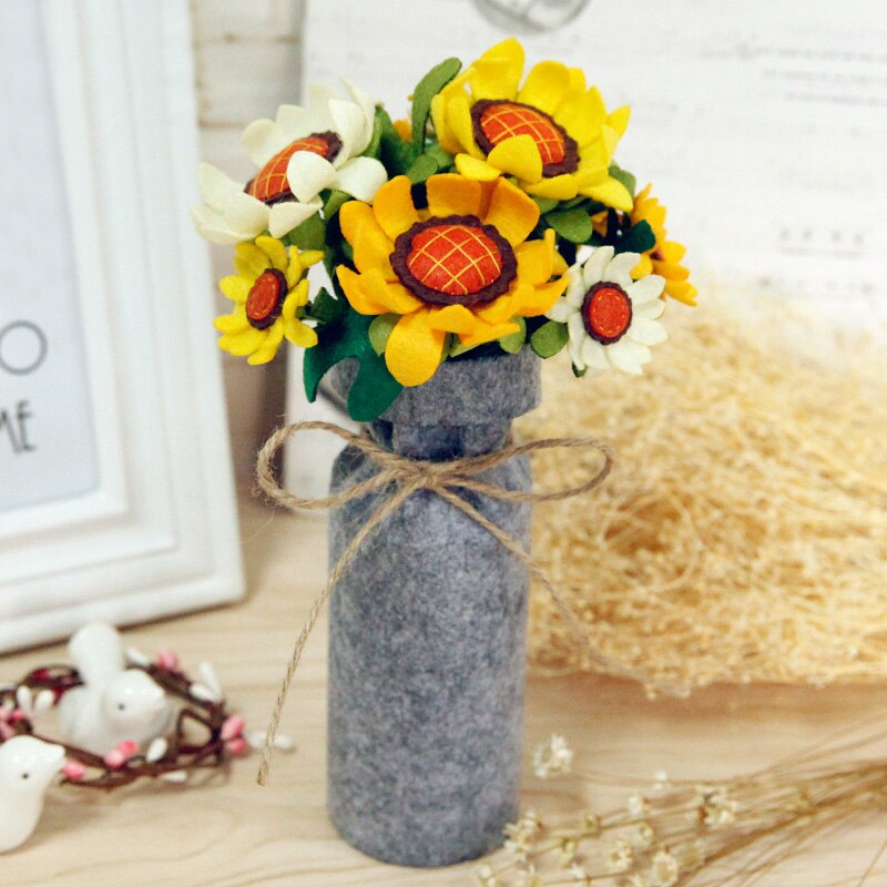 9 Styles Simulation Bouquets Felt DIY Package Free Cut Felt Cloth Handmade Wedding Flower Bridal Bouquets Decoration Home Decor