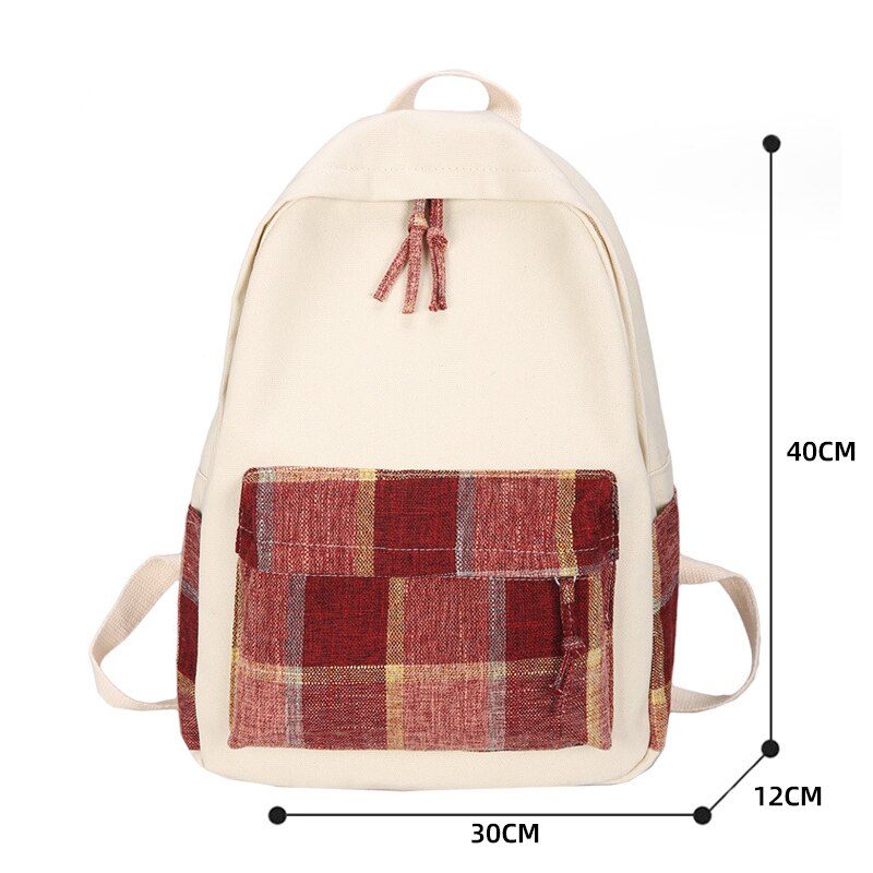 Mode Plaid Schooltassen Voor Tiener Meisjes Jongens Schooltas Rugzak Canvas School Rugzakken Kids Kind Tas Reizen Rugzakken: Rood