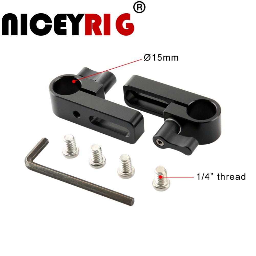 NICEYRIG 15mm Stange Schienen Klemme 15mm Anlage Montieren DSLR Kamera Anlage Stange Klemme für DSLR Kamera Griff oder käFeige oder Platte (2 Stück eine Packung)