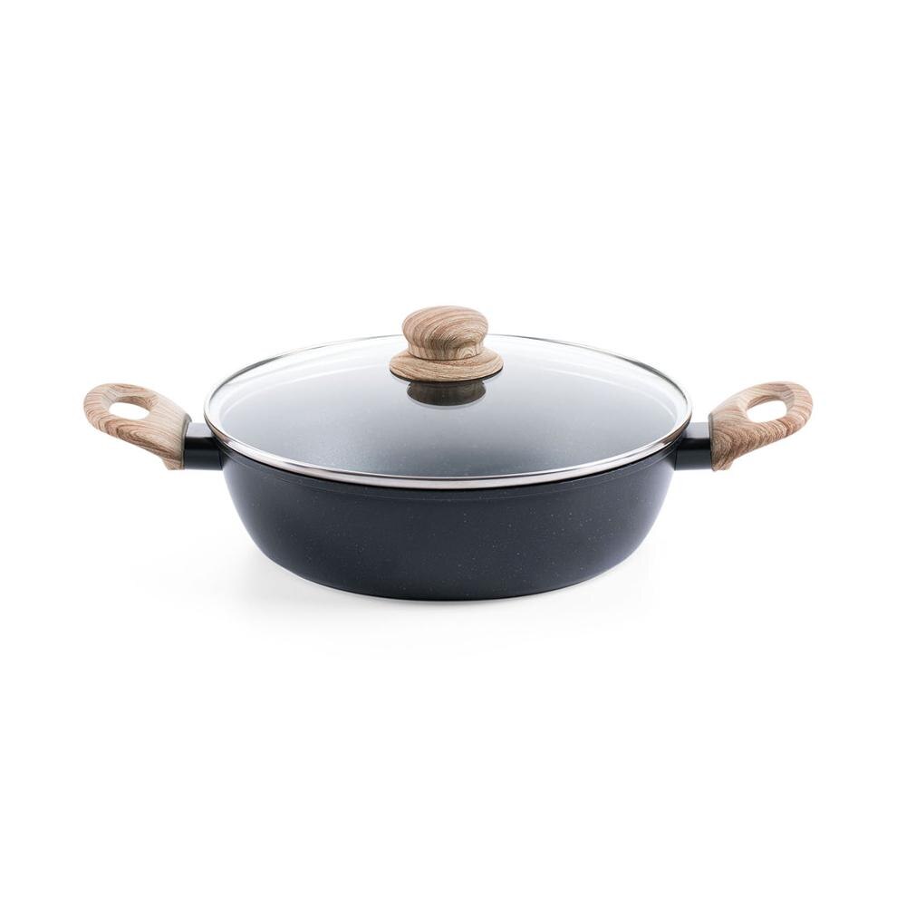 OTHERHOUSE Thicken Aluminum Alloy Cooking Pot with Wooden Handle Pot Kitchen Nonstick Cookware Milk Soup Pot with Lid Hotpot