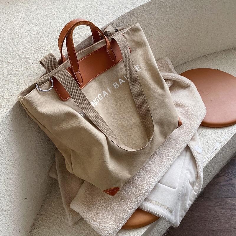 Bolso De Mano Caqui Para Mujer, Bolsa De Lona De Lujo, Bandolera, Bolso De Compras,: Khaki