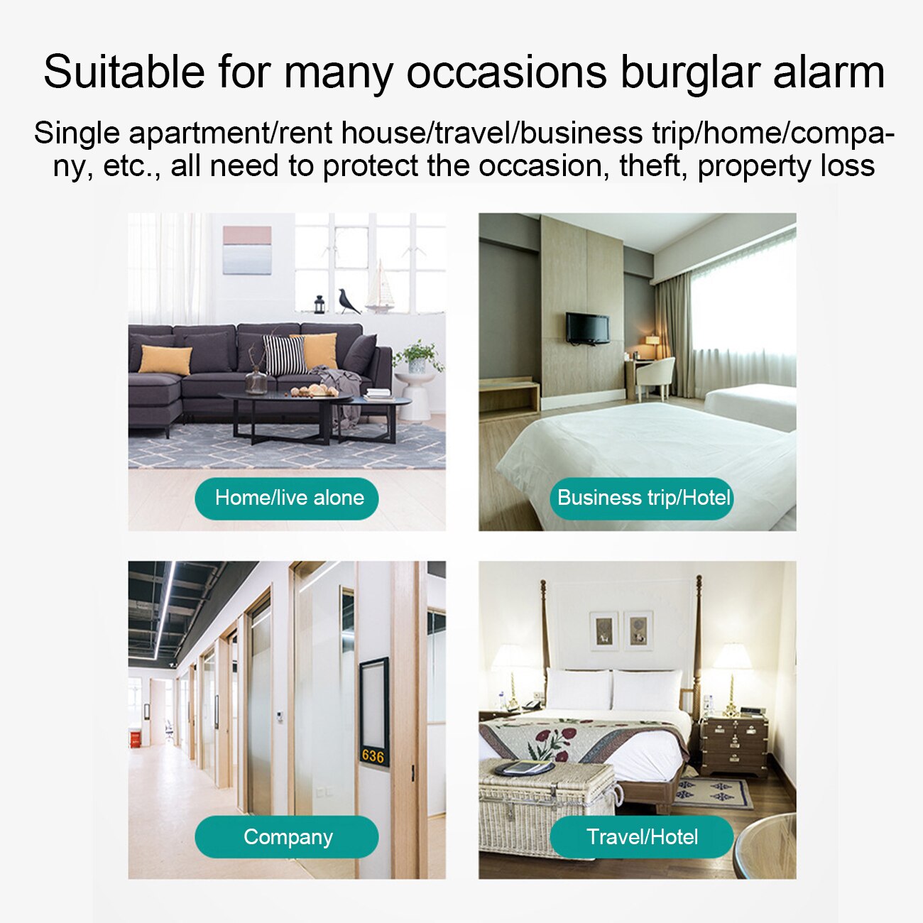 Wireless Door Stop Alarm Stainless Steel 3 Sensitivity Level Sensor Wedge-shaped Portable Home Office Travel Security Protection