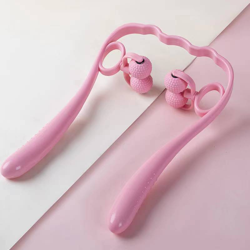 Massaggiatore multifunzione per collo terapia spalla/corpo 4/2 grilletto punto rullo strumento di auto-massaggio allevia la pressione della mano massaggio profondo: 4 Balls-rosa