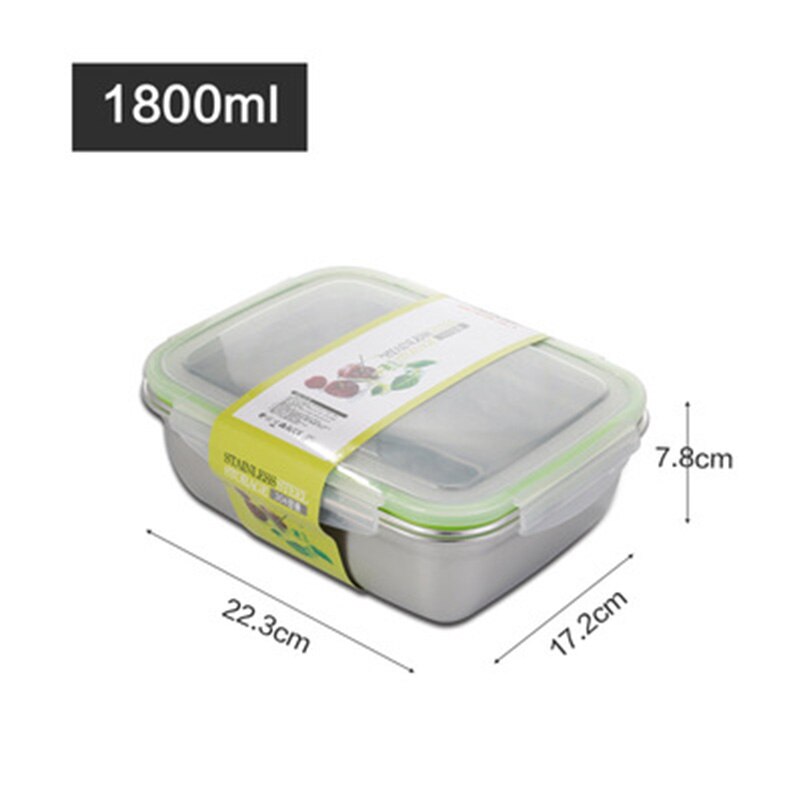 304 Stainlesss Steel Lunch Box Containers Food Preservation Leak Proof Aldult Lunch Box Food Storage Container Bento Box For Kid: 1800ml