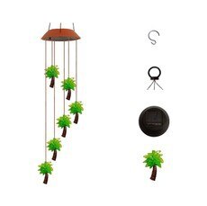 14 Style Solar Wood Squirrel Unicorn Star Wind Chime Color Changing Solar LED String Lights Outdoor Mobile Hanging Patio Light: Coconut tree