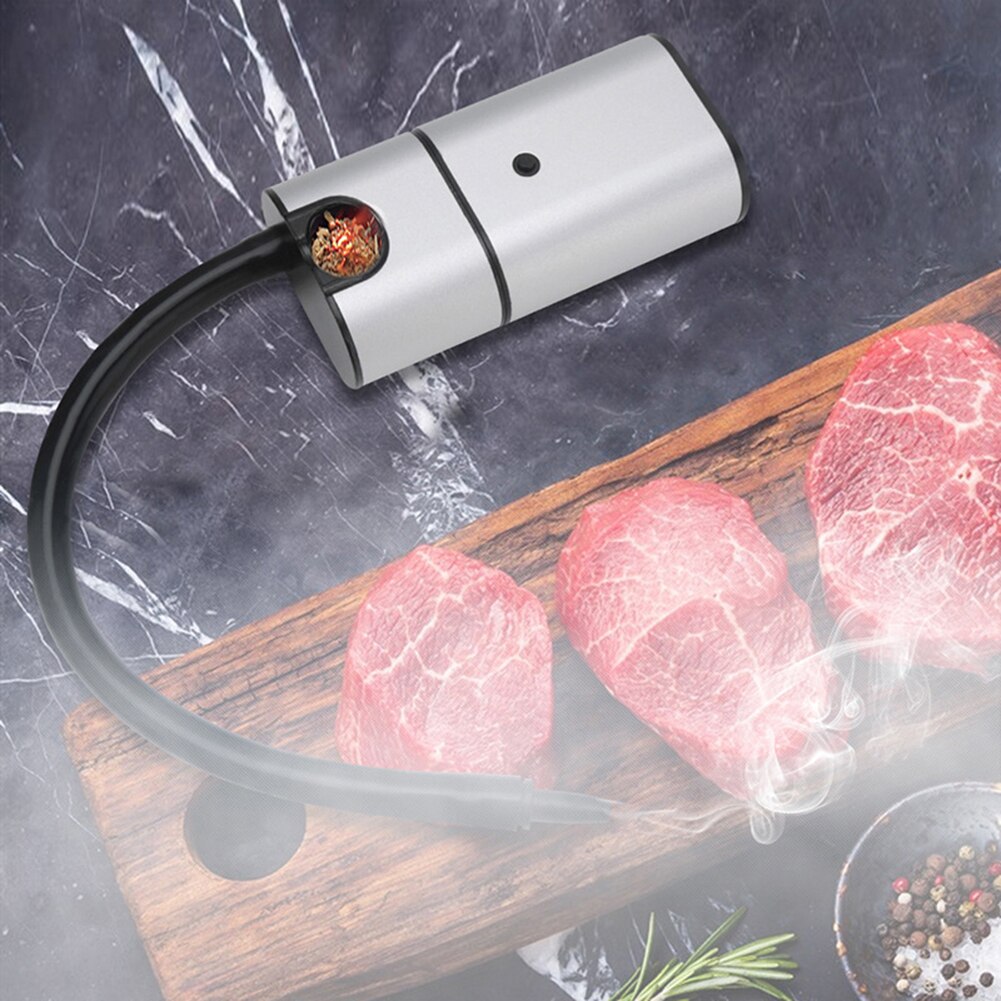 Molecular Cuisine Smoking Food Cold Smoke Generator Meat Burn Smokehouse Cooking Smoker Smoking Gun for BBQ Grill Smoker Wood