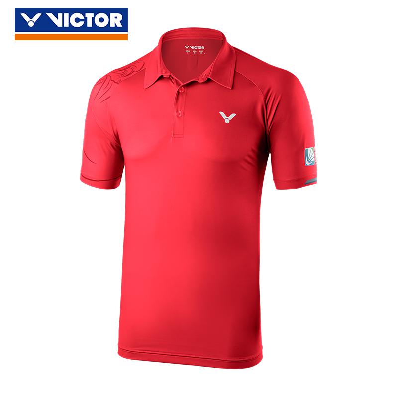 Victor Men Badminton T Shirts 100% Polyester Quick Dry Sportswear For China Open Clothes 80081: M / Red
