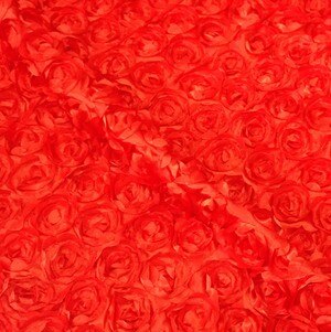 LANLINYING 3D Satin Rose Flower Fabric Material Textile For Sewing Cloth Handmade Wedding Decorate Carpet Cloth D292: red