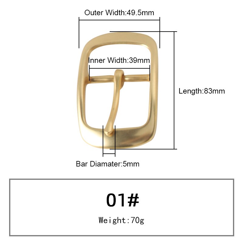 WUTA Solid Brass Belt Buckle Pure Copper Women Men&#39;s Pin Buckle Manual DIY Leather Craft Hardware-Various Size: 001