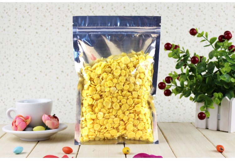 7.7*10cm 50 sztuk półprzezroczyste poszycie z aluminium opakowanie strunowe-z możliwością wielokrotnego zamykania srebrny metalik mylar torebki foliowe zamek klip wyczyść przedni