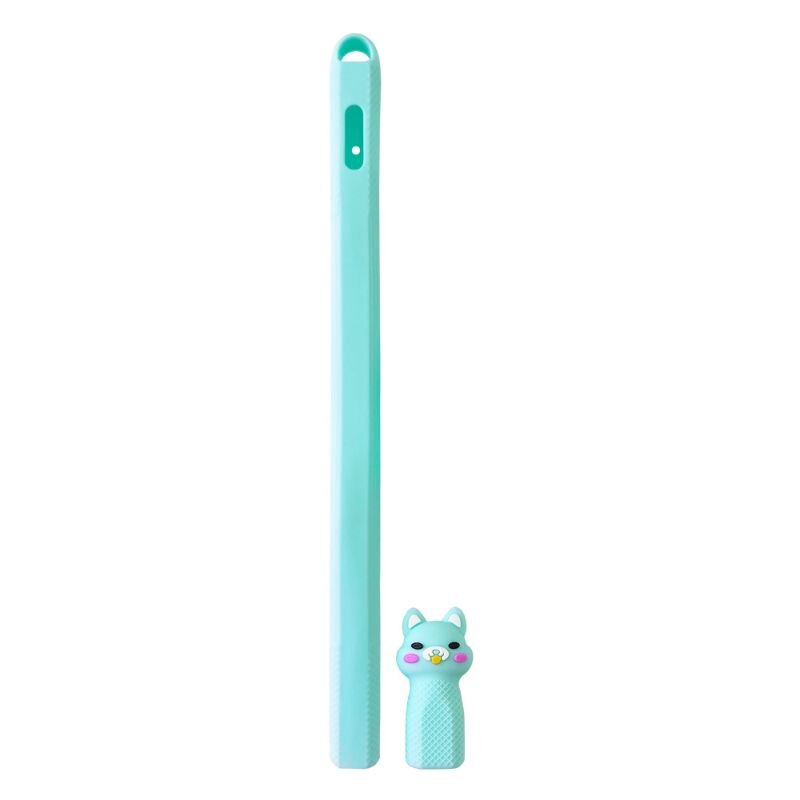 1Set Carino Modello Animale Supporto Della Penna Cassa Molle Del Silicone di Protezione Del Sacchetto Della Protezione Della Copertura Della Pelle per Apple Matita 2nd X6HA: green