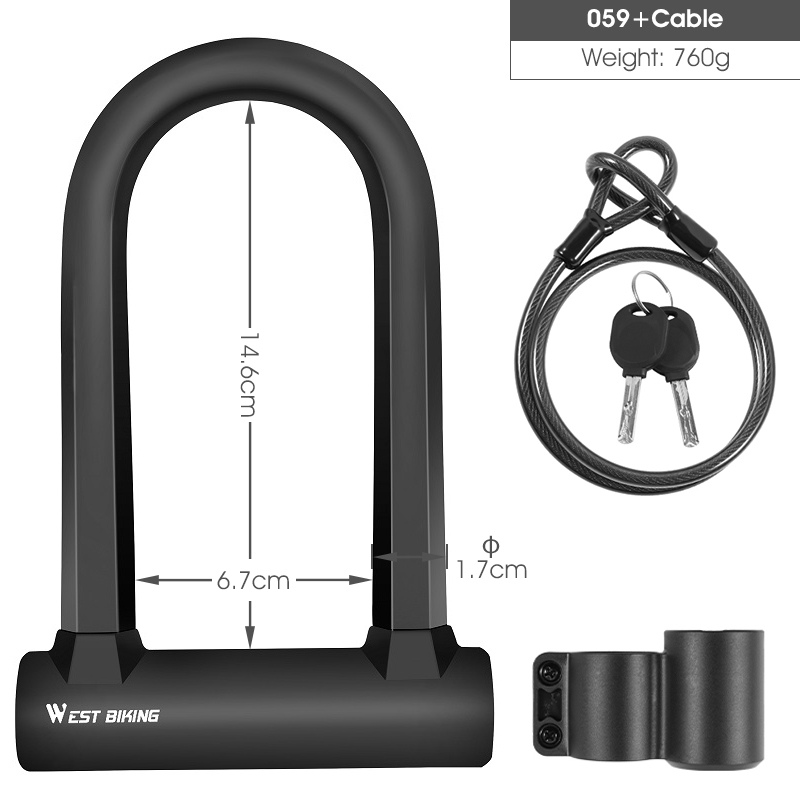 Bicycle U Lock Anti-theft Steel Safety Motorcycle Scooter Cycling Lock MTB Road Bike Wheel Lock 2 Keys Bike Lock Heavy Duty: 059 Enhanced Set