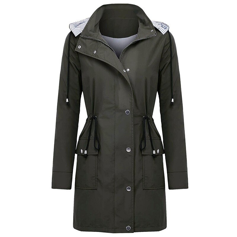 Gabardina impermeable con capucha para mujer, chaqueta de lluvia con capucha desmontable activa para exteriores, para acampar, senderismo, viajes y otros