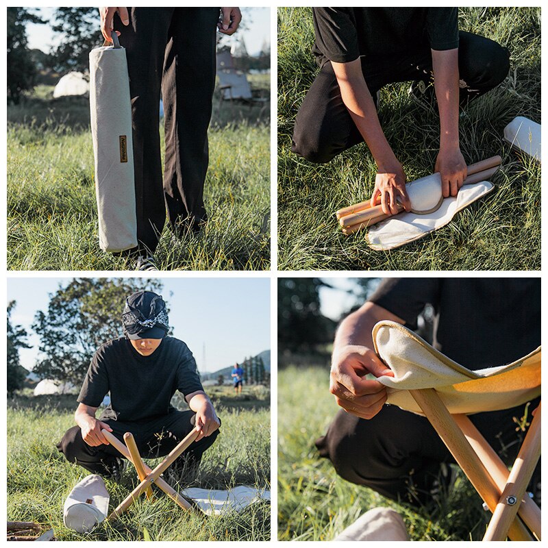 Naturehike Outdoor Ultralight Canvas Folding Driehoek Kruk Draagbare Camping Picknick Kruk Massief Houten Kruk NH20JJ008