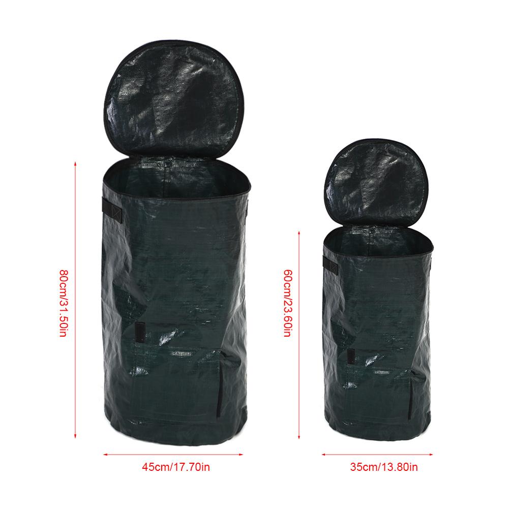 2 Sizes Garden PE Compost Bag Organic Waste Kitchen Yard Compost Bag Environmental PE Cloth Planter