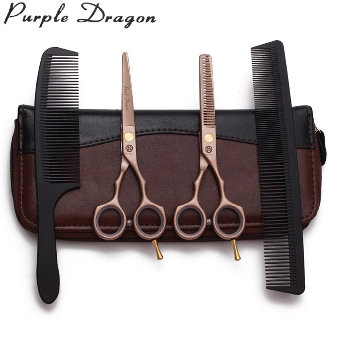 Z1104 5.5" 16cm JP Purple Dragon Rose Gold Scissors For Hairdresser Cutting Shears Thinning Scissors Hair Scissors: Z1104 Jin 4P 5.5YY