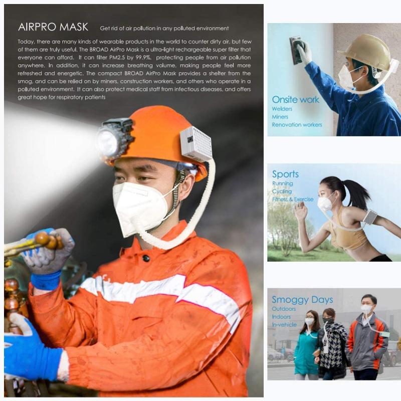 Airpro Elektrische Zuiverende Respirator Met Twee Herbruikbare Maskers Anti-Fog En Stof-Proof In Voorraad Smart Luchtreiniger elektrische Masker