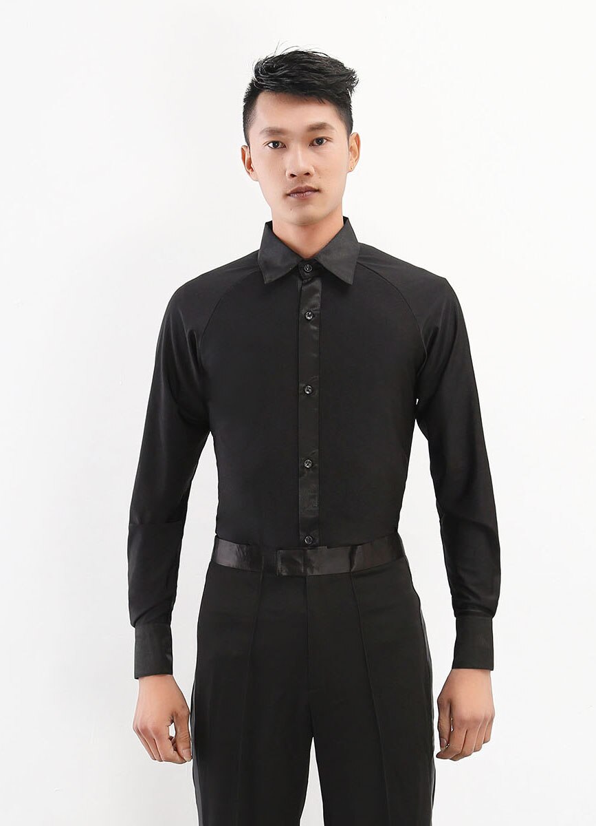 Camisetas de práctica de baile latino para hombres adultos, ropa de baile latino, Vals, baile de salón, ropa de rendimiento, camisas de hombre latino,: S