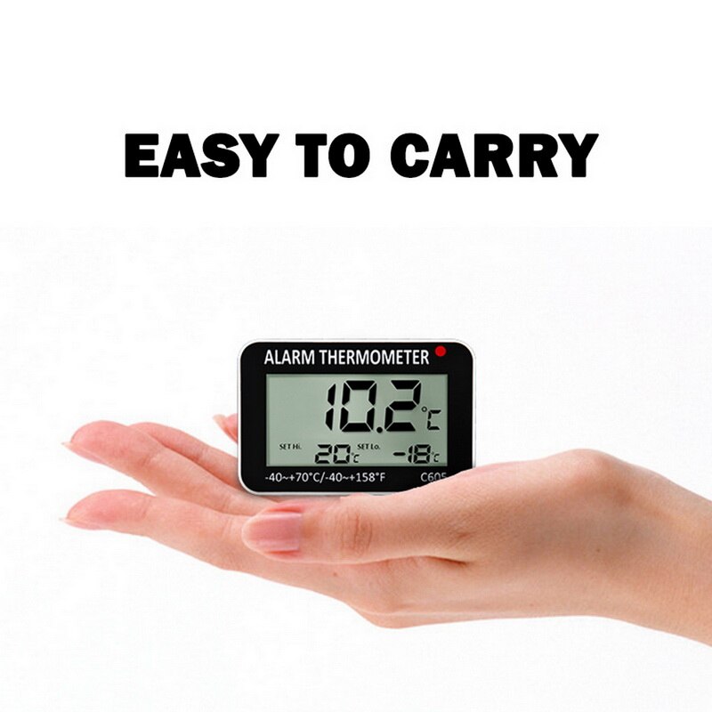 Hanging Magnetic Digital Alarm Thermometer for Fridge Freezer with High & Low Temperature Alarm -10C-50C (Battery not Included)