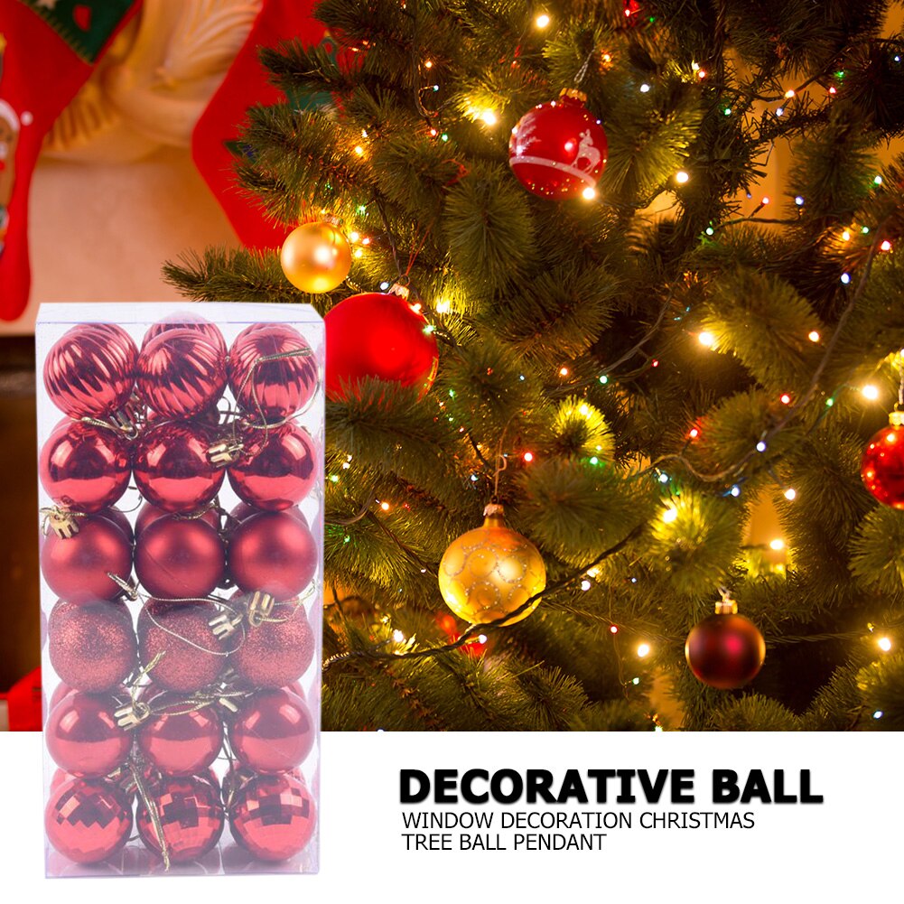 Décoration de noël pour la maison, lot de 4cm 36 décoratives lumineuses, pendentif pour arbre, coffret de boules pour noël