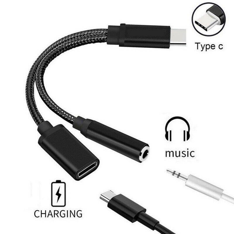 Snelle Levering Gevlochten 2 In 1 Type C Naar 3.5 Mm Hoofdtelefoon Audio Jack Usb C Kabel Type-C Naar 3.5 Mm Connector Adapter