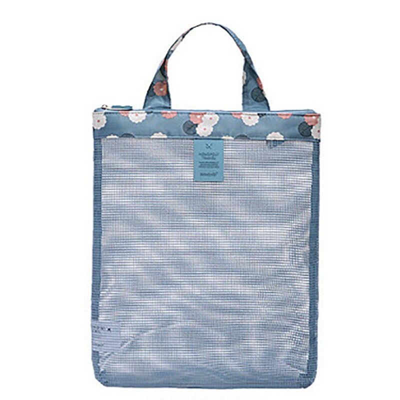 Bolso para natación de malla para mujer, bolsa de cosméticos, bolsa de playa de verano, portátil, juguetes pelota de playa, funda, bolso para natación: Azul