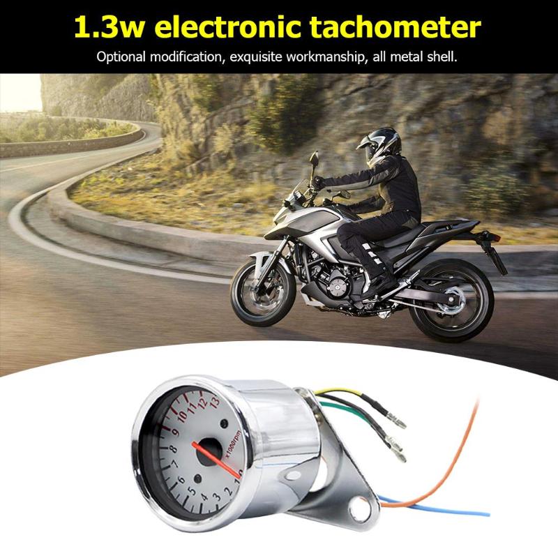 12V 1.3W Universal Retro Motorcycle Tachometer 0-13000 Rpm Tach RPM Gauge Rev Counter Speedometer LED Digital Indicator