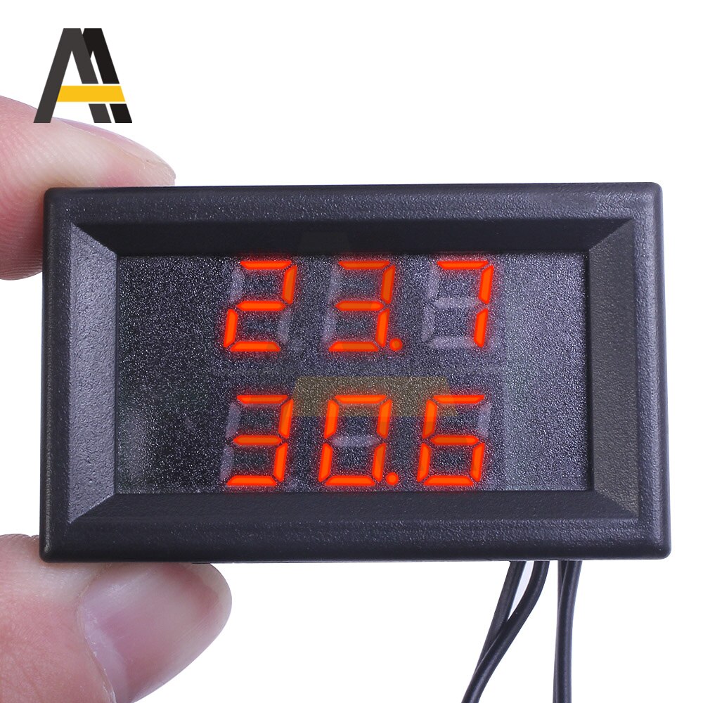 Dual display digital termometer ntc metal vandtæt dobbelt probe  dc4-28v lcd indendørs praktisk elektronisk temperatursensor