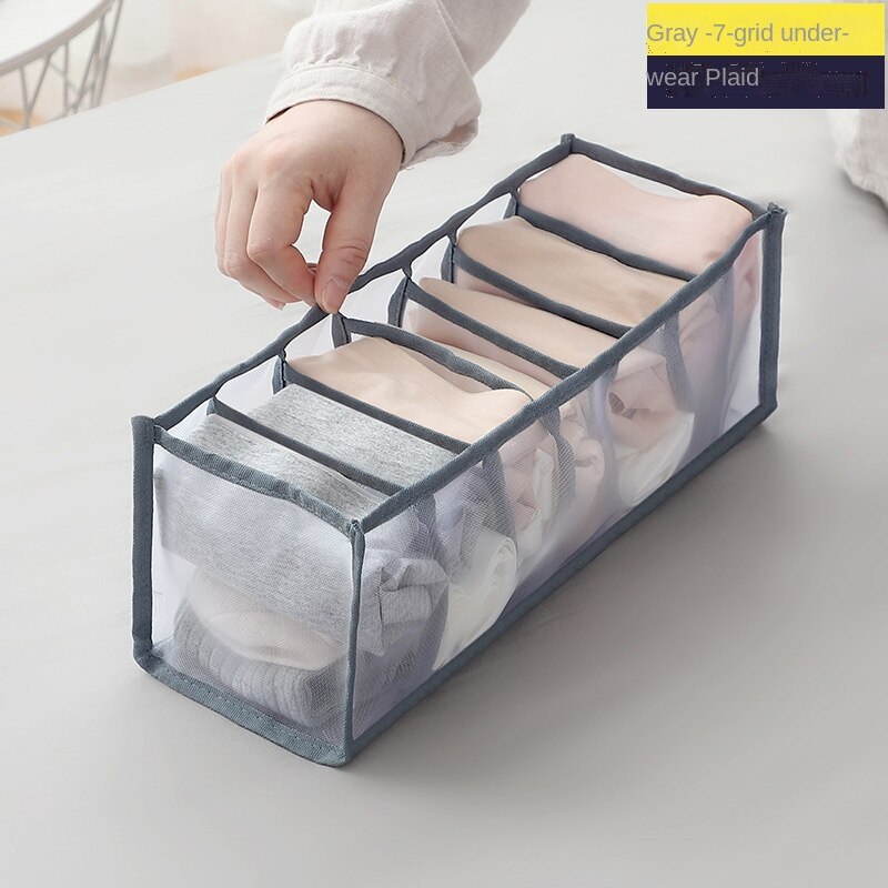 Unterwäsche Organizer Kleidung Schränke Kasten Wandschrank Zimmer Organisatoren Faltbare Schublade Heimat Organisation Unterwäsche Socken Lagerung Boxs: grau 7 Netz