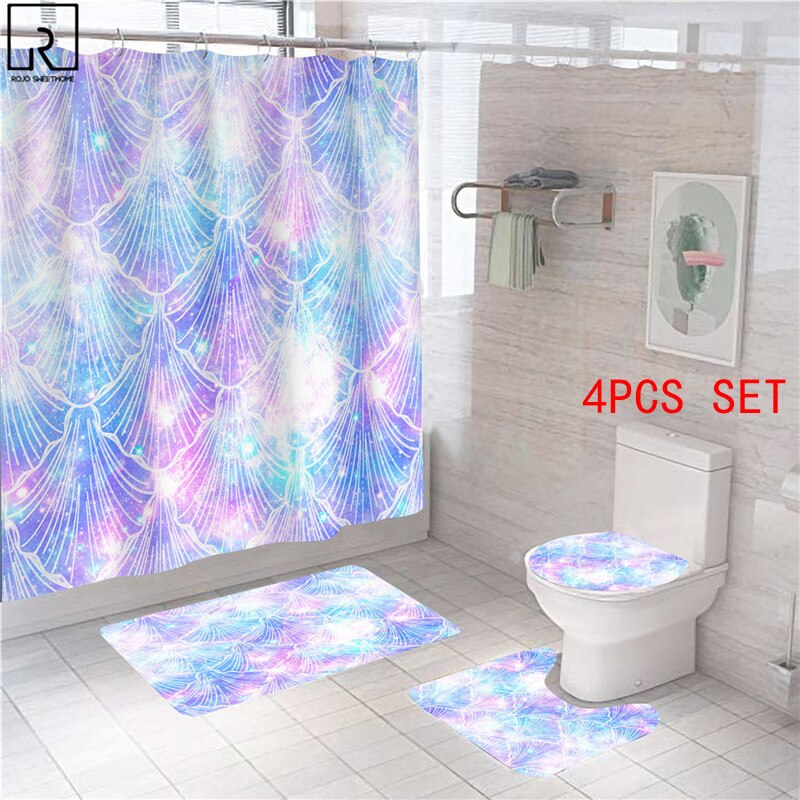 Rideaux de douche en marbre rose, décor brillant pour salle de bain, tissu en Polyester, couverture de toilette, tapis, accessoires de WC: 4PCS SET-A