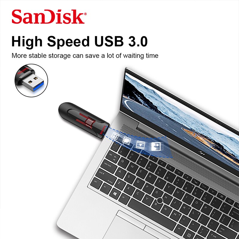 Sandisk Originele Cruzer Glide 3.0 Usb Flash Drive CZ600 Intrekbare 16Gb 32Gb 64Gb 128Gb 256Gb memory Stick Pen Drive U Stok