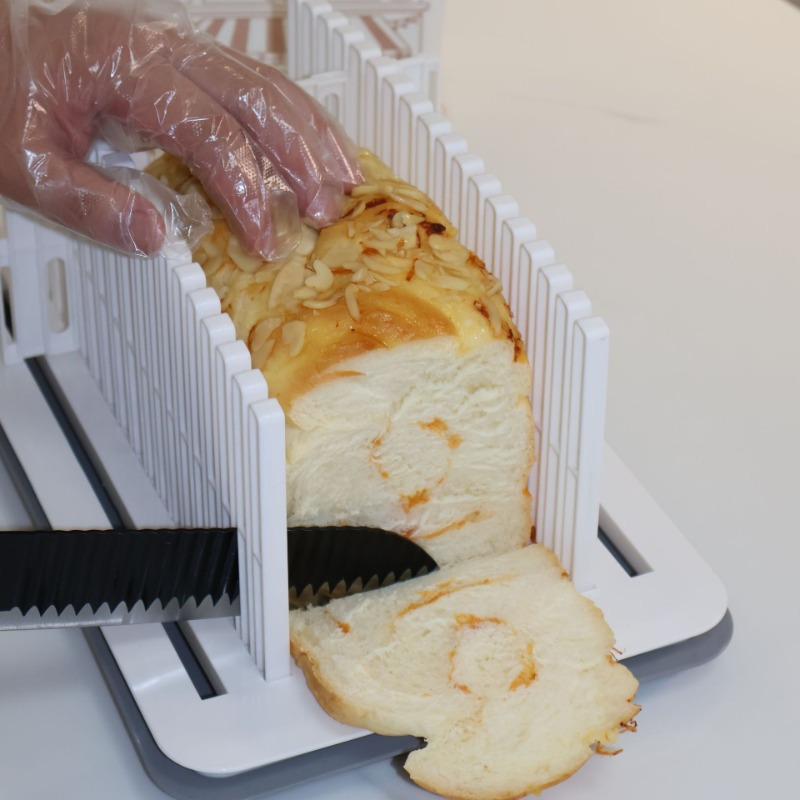 Bandeja para cortar pan ajustable, rebanadora de pan plegable multifuncional con bandeja