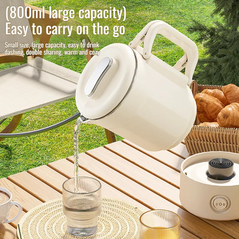 800ml 3 in1 Electric Kettle 304 Stainless Steel Folding Travel Kettle Portable Household Multi-function Cooking Pot Pot