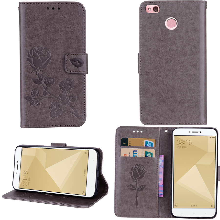 Xiaomi Redmi 3 S Case Leather Case Back Cover Voor Xiaomi Redmi 3 S PRO Rose Bloem Telefoon Gevallen redmi 3 PRO 3 S Cover: Gray