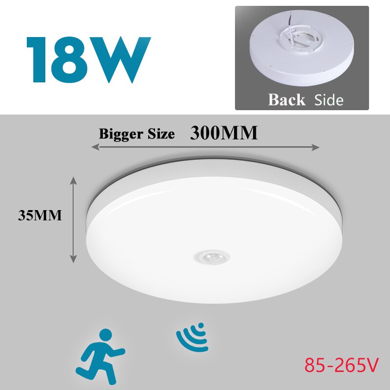 Moderne LED-deckenleuchte PIR Bewegung Sensor Decke Lampe 20W 30W 40W Clever Heimat Leben Sensor Licht flure Flur AC85-265V: 18W Sensor Lampe / kalt Weiß