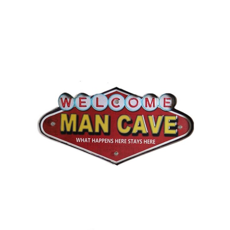 Welcome Man Cave LED Signs Bar Cafe Garage Club adversting Wall Decorative Light Vintage Metal Sign Plate Home Decoration Lamp
