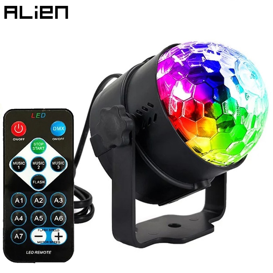 ALIEN-bola mágica de cristal con control remoto, lámpara LED RGB de 6W y 7 colores, efecto de iluminación de escenario para DJ, discotecas, fiestas, vacaciones, cumpleaños y música