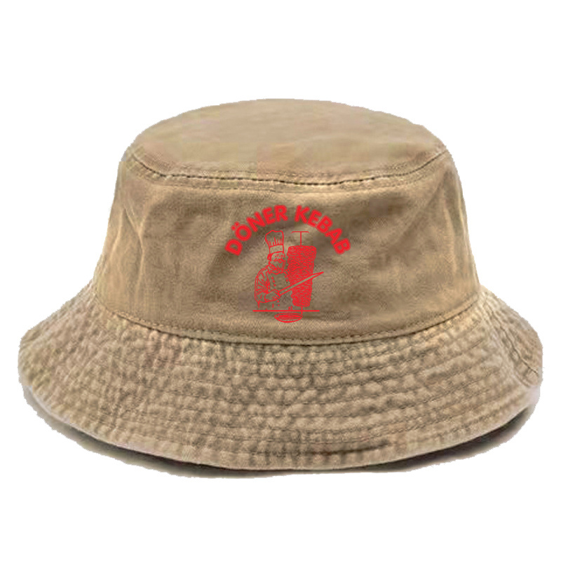 Doner Kebab Bucket Hat Distressed Hats Cap Washed Men Retro Outdoor Summer Doner Kebab Cap Bob Panama Caps: GRIS