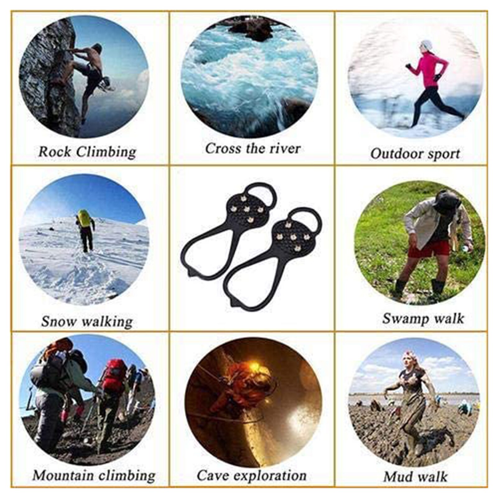 Universal Non-Slip Gripper Spikes Anti-Slip Over Shoe Durable Cleats with Good Elasticity Easy to Pull On or Take Off