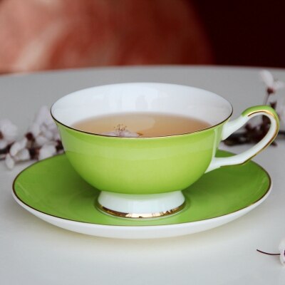 220ML, bunte knochen China kaffee tasse und untertasse einstellen, nespresso tasse einstellen, tazas Cafe termos kaffee becher, Cappuccino tasse einstellen: Grün