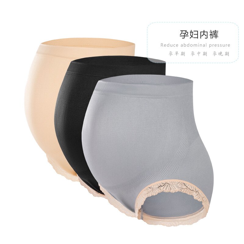 High Waist Belly Nylon Maternity Panties with Lace Breathable Briefs Clothes for Pregnant Women Pregnancy Underwear