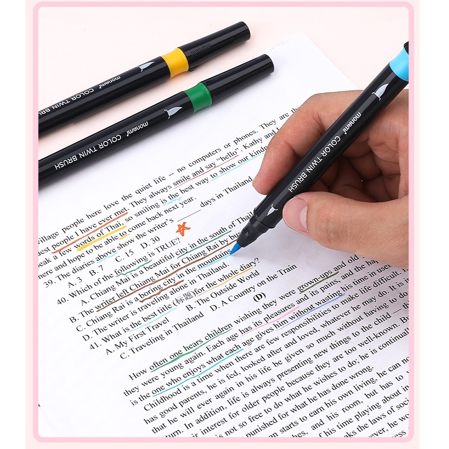 Monami Color Twin Brush Pen, Watercolor Art Home DIY Marker for Drawing Painting Doodle Calligraphy Liner School F554