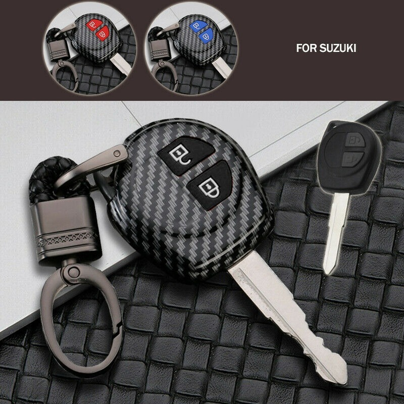 Funda de llave de ABS de carbono con 2 botones para Suzuki SX4 Swift Grand Vitara Liana, accesorios de coche