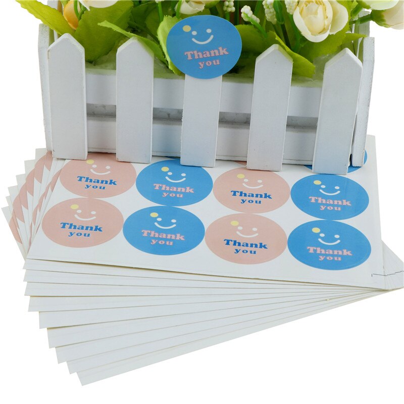 120pcs Smile Thank you Paper Seal Stickers DIY posted/Baking Decor label