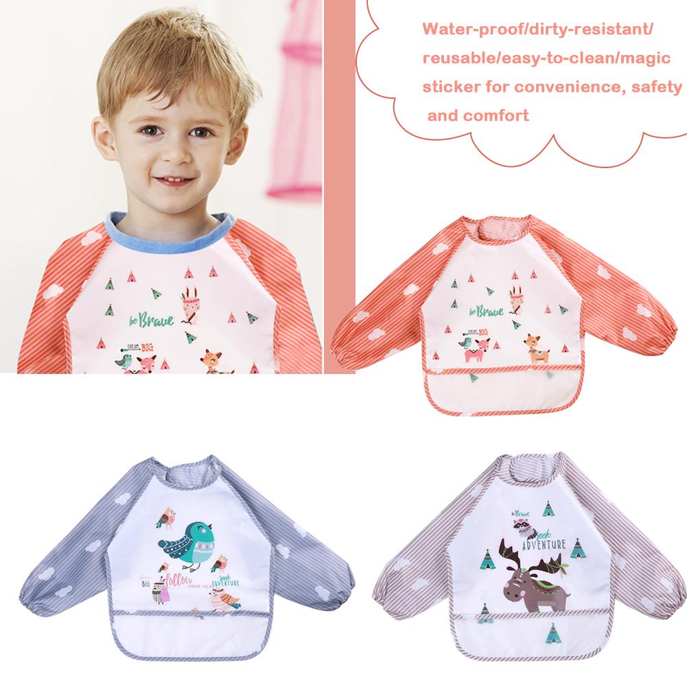 Karikatur Baby Lätzchen Schürze Einstellbar Spucktücher Fütterung mit Langen Ärmeln Baby Zubehör Zeug Nette Tiere bavoir kleinkind freundlicher