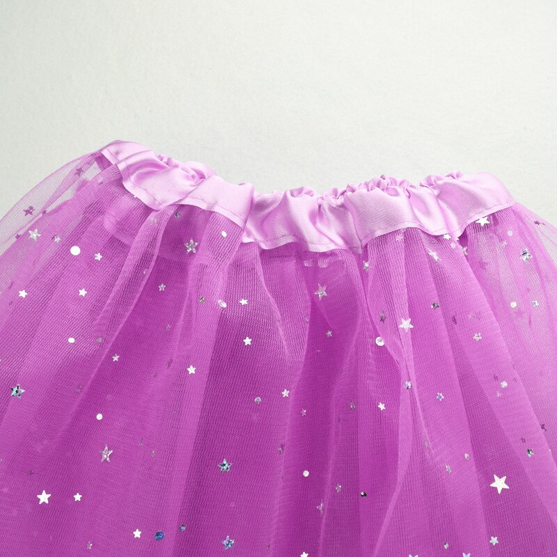 Gnistrande silver tutu kjol danskjol barn prinsesskjol liten lysande stjärna prick dekoration tutu kjol