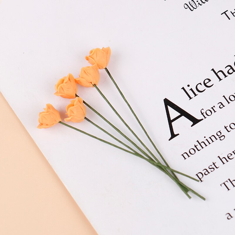 5Pcs 1:12 Dollhouse Miniatuur Simulatie Planten Multi-Kleur Rose Bloemen Model Meubels Home Garden Decor Accessoires: OG