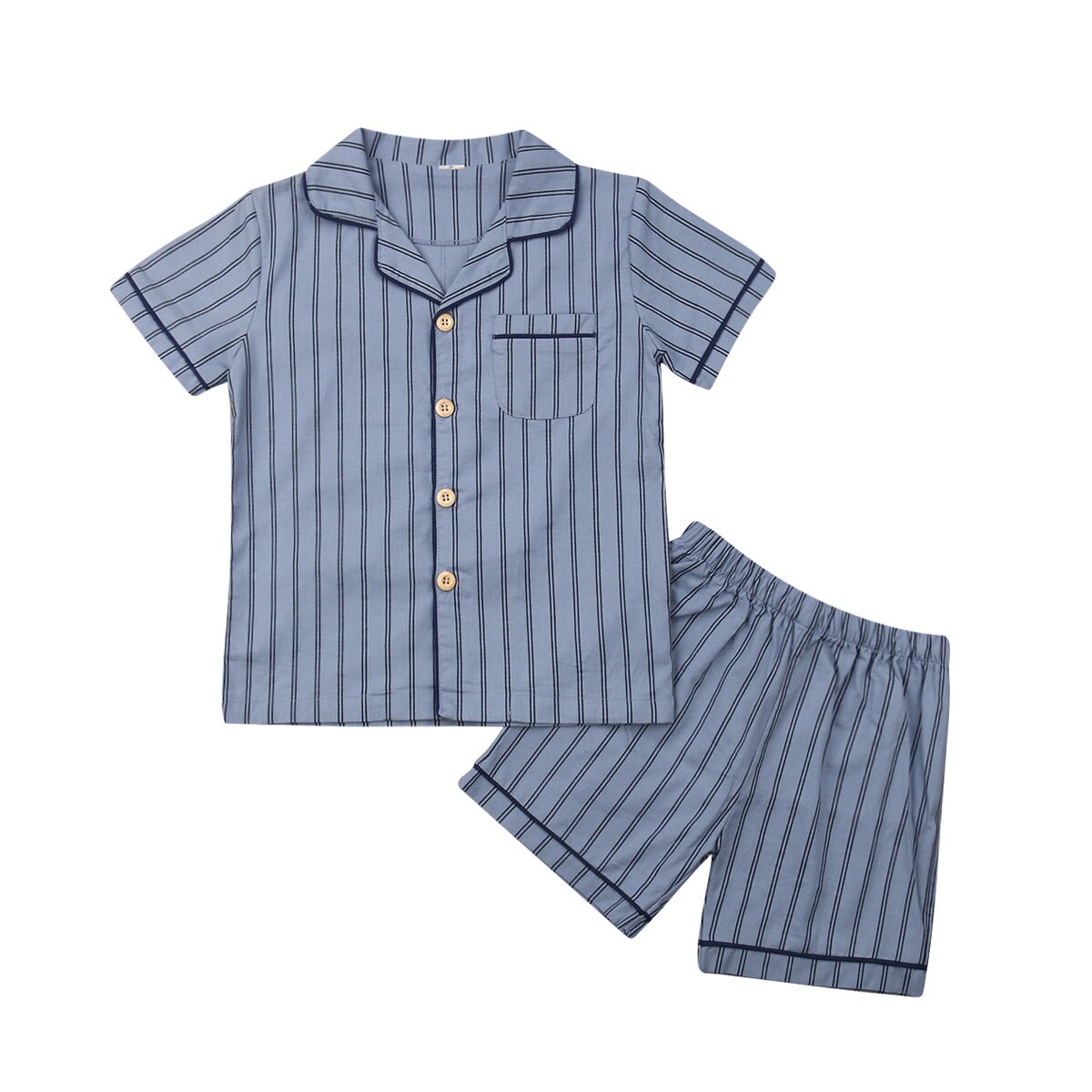 Pudcoco Gestreepte Gentleman Stijl Zomer Peuter Kids Jongens Kleding Nachtkleding Pyjama Set Shirt + Broek