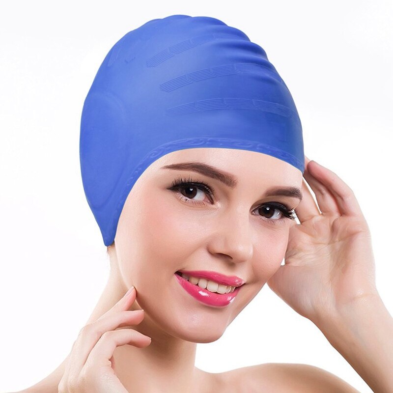 Volwassenen Zwemmen Caps Mannen Vrouwen Lang Haar Waterdichte Zwemmen Zwembad Cap Ear Bescherm Grote Siliconen Duiken Hoed
