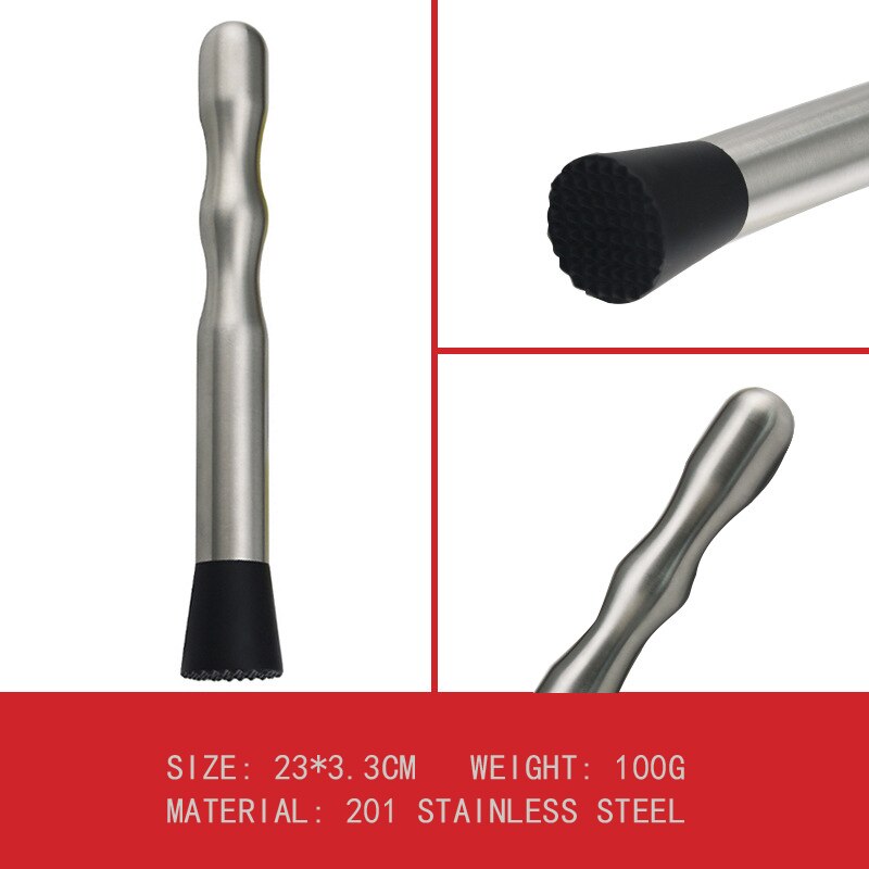 Lemon Stainless Steel Broken Popsicle Bar Mixer Bar Mojito Cocktail DIY Drink Fruit Muddler Crushed Ice Barware Bar Tools: 23cm
